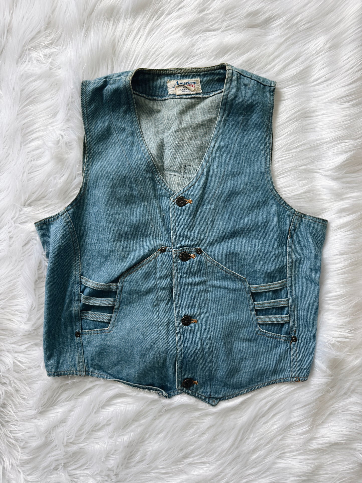 Vintage Harley Wolf Patch Denim Vest