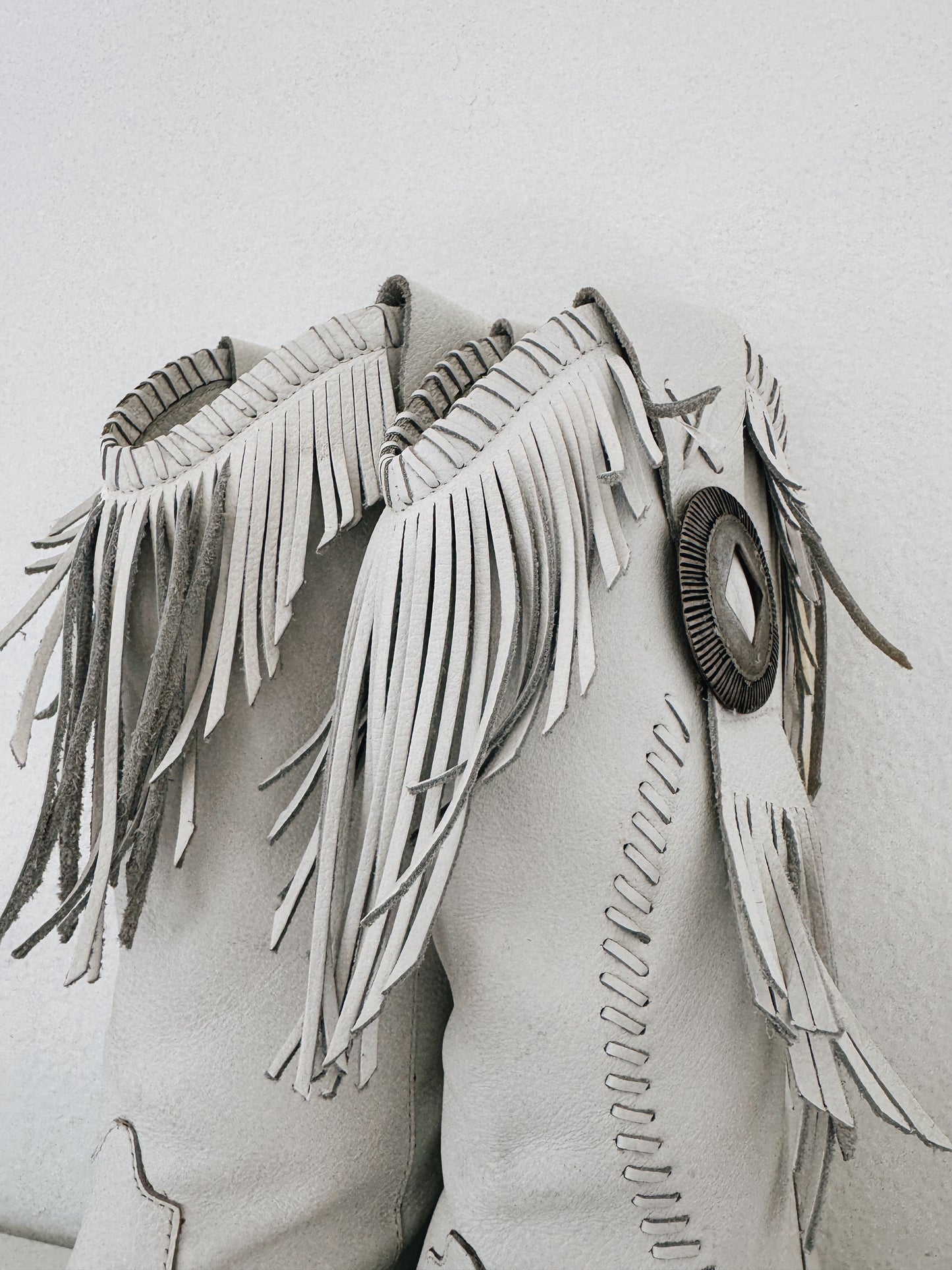 Vintage White Fringe Cowboy Boots