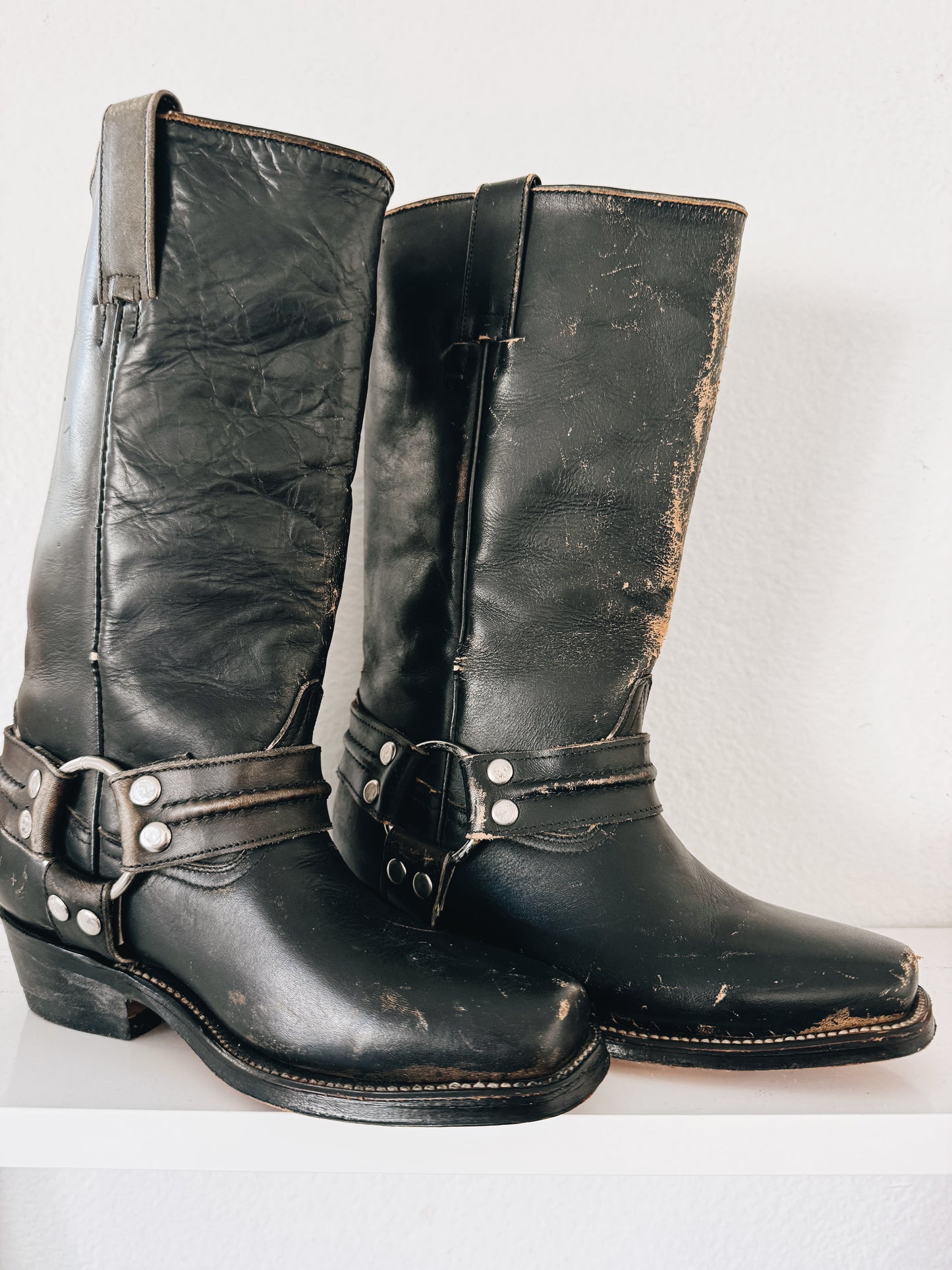 Vintage Black Biker Boots