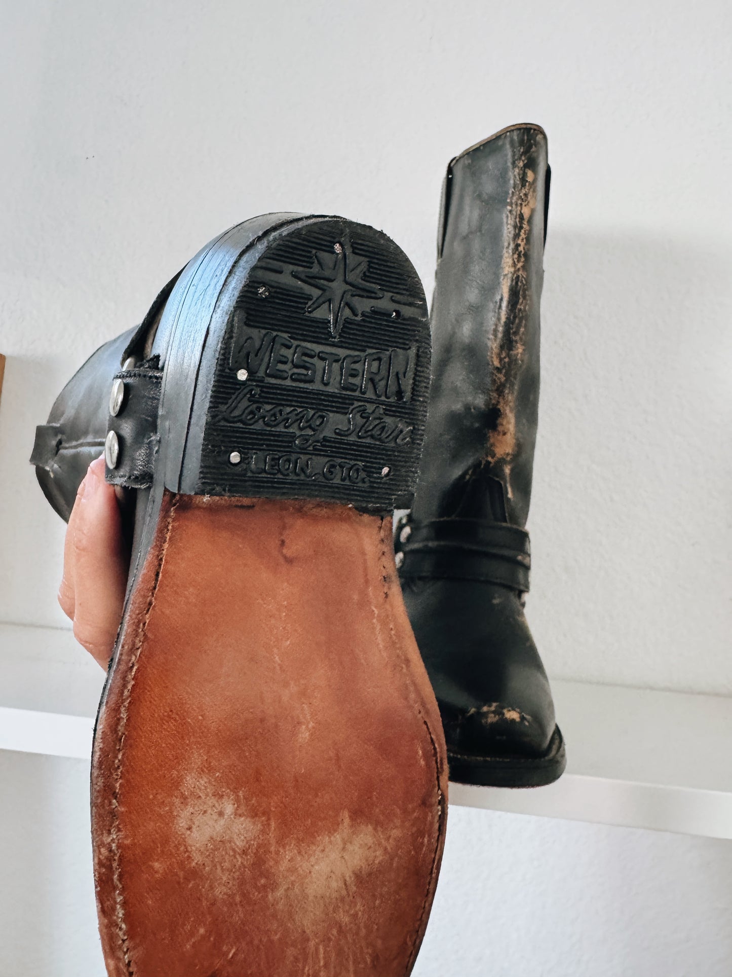 Vintage Black Biker Boots