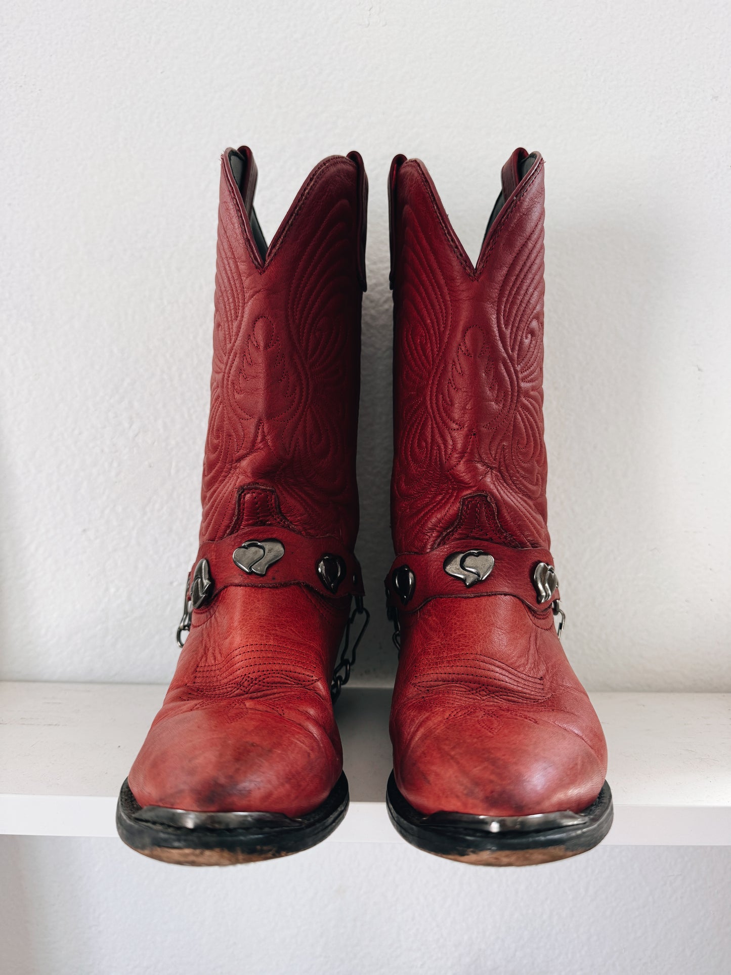 Vintage Red Heart Cowboy Boots