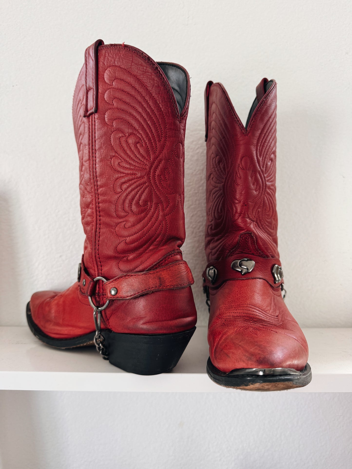 Vintage Red Heart Cowboy Boots