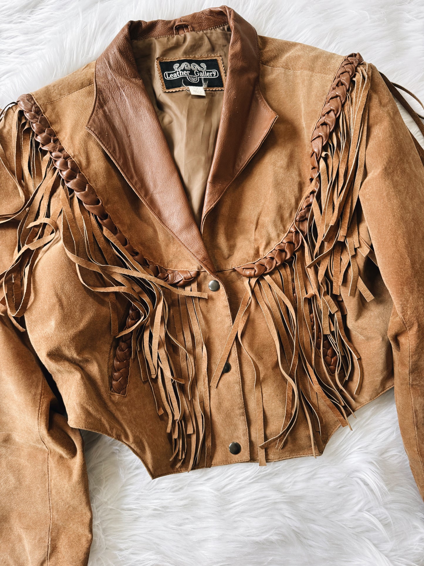 Vintage Brown Leather Fringe Jacket
