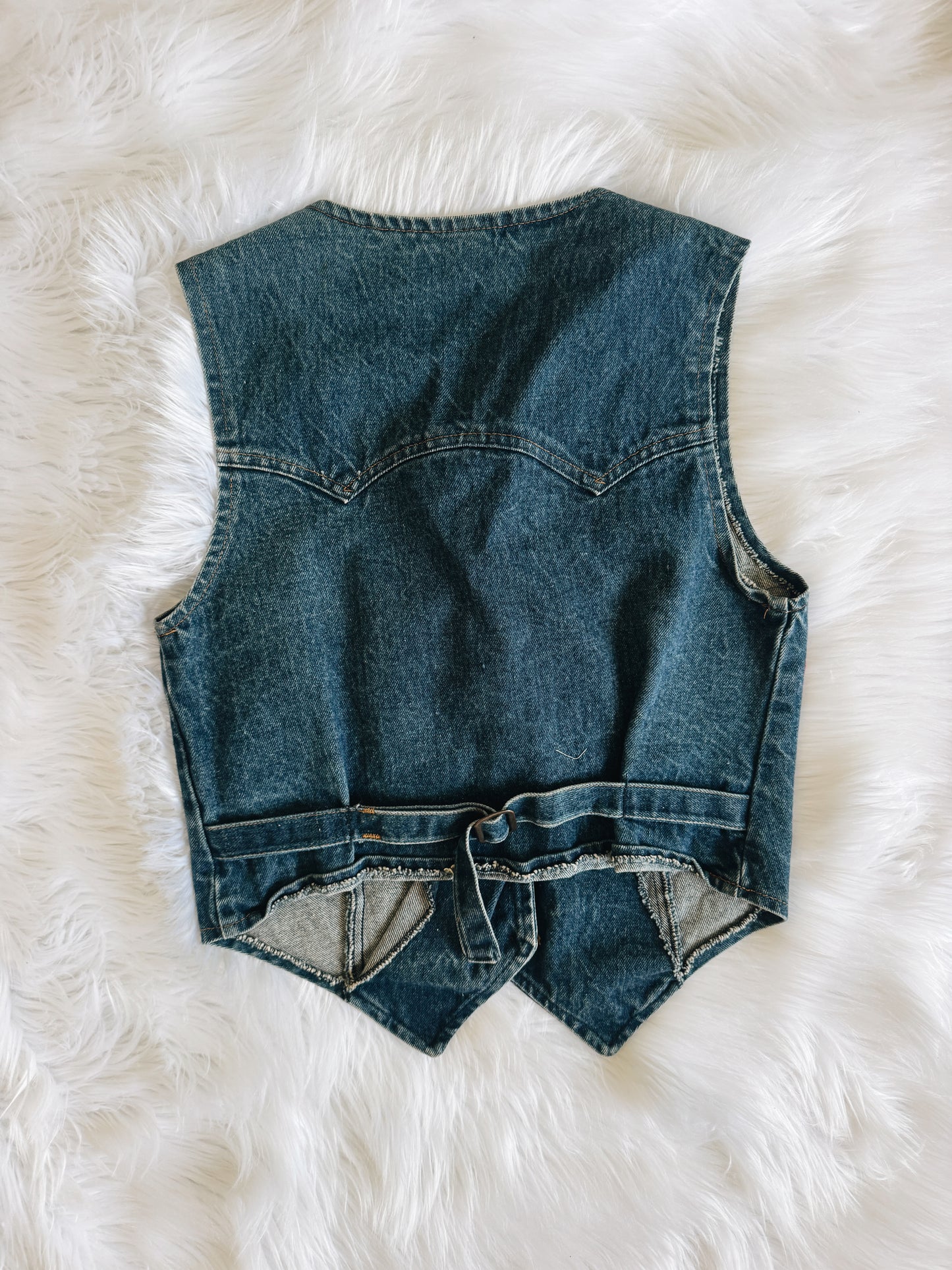 Vintage Denim Vest W/ Patches