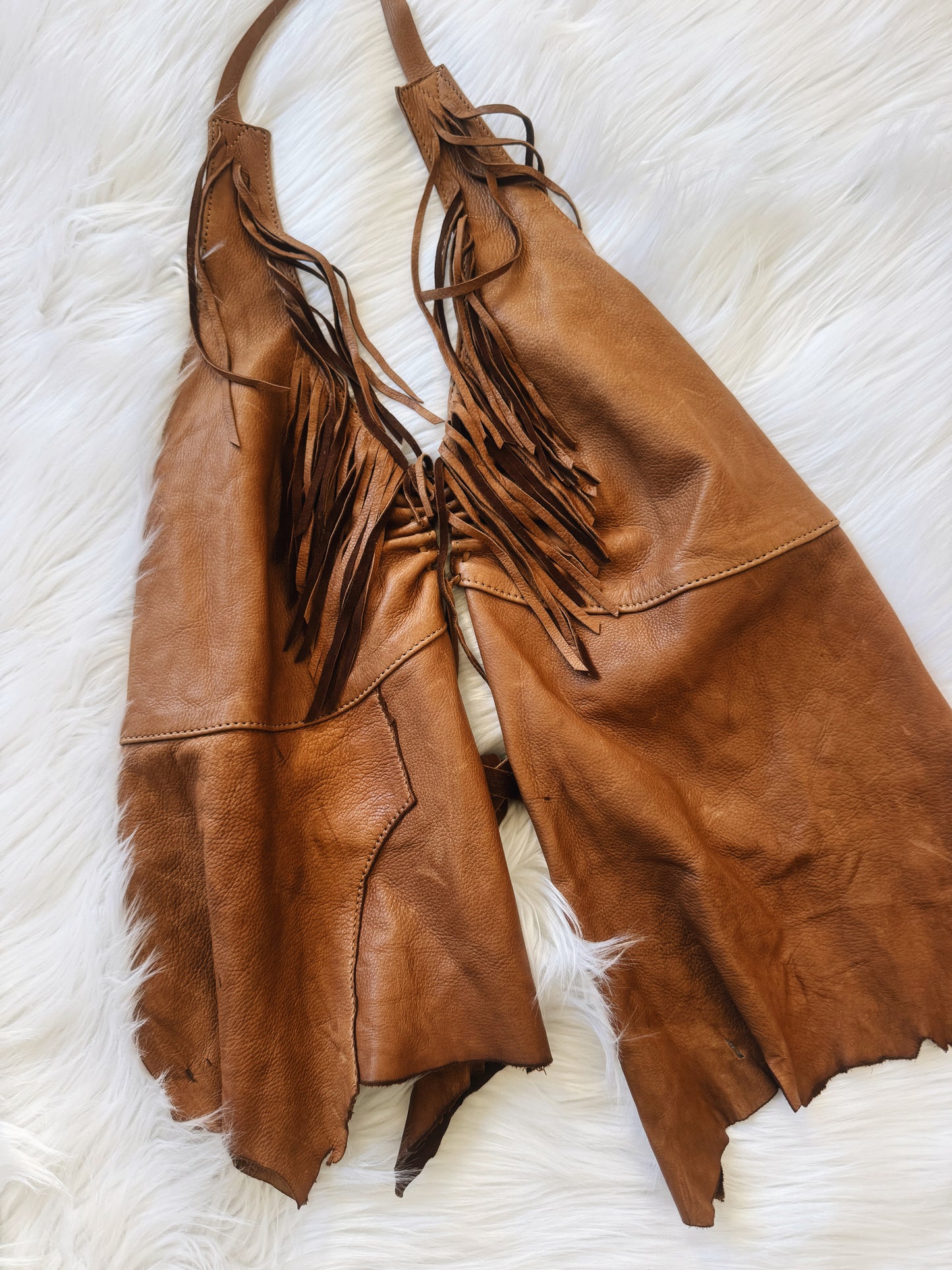 Vintage Brown Leather Halter Top