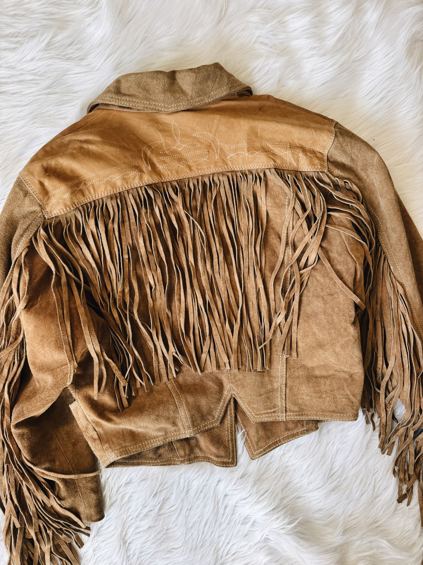 Vintage Tan Fringe Leather Jacket
