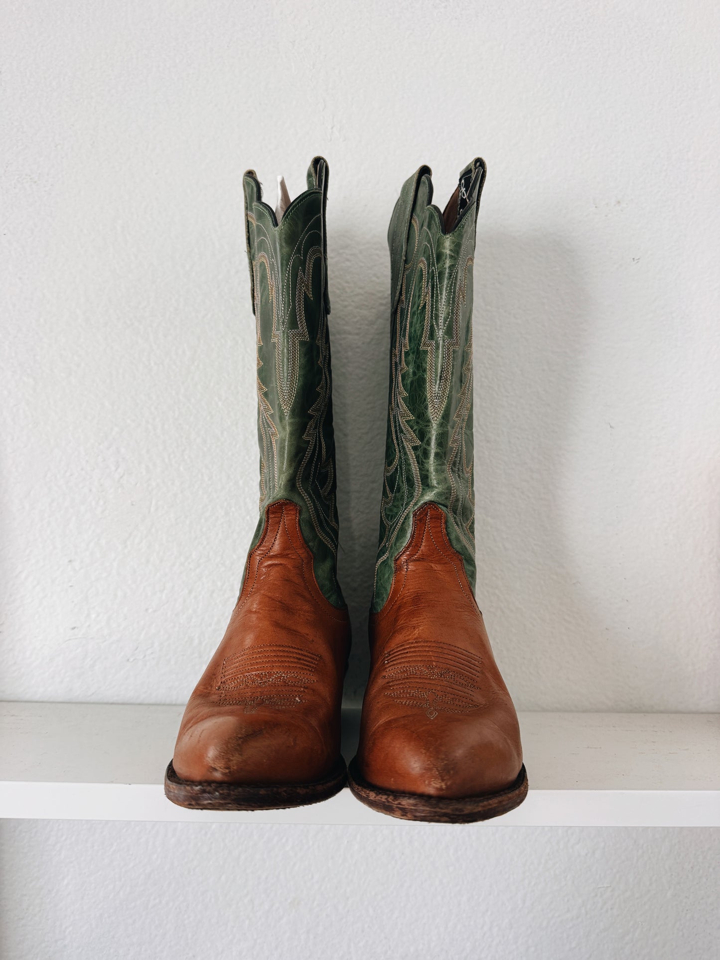Vintage Green & Brown Cowboy Boots
