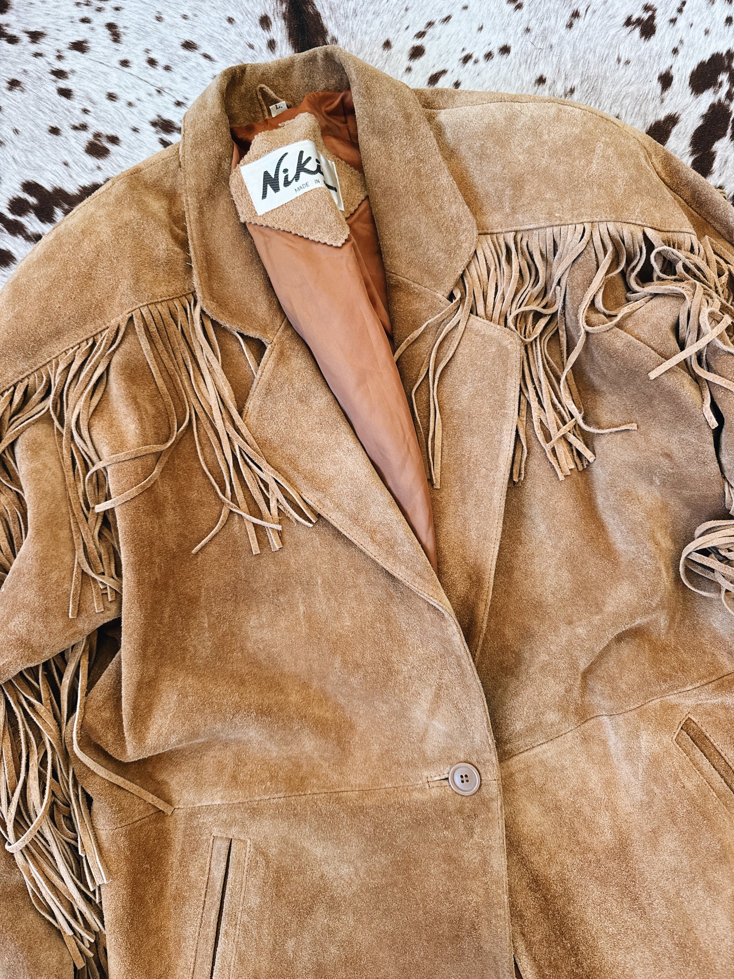 Vintage Suede Tan Fringe Coat