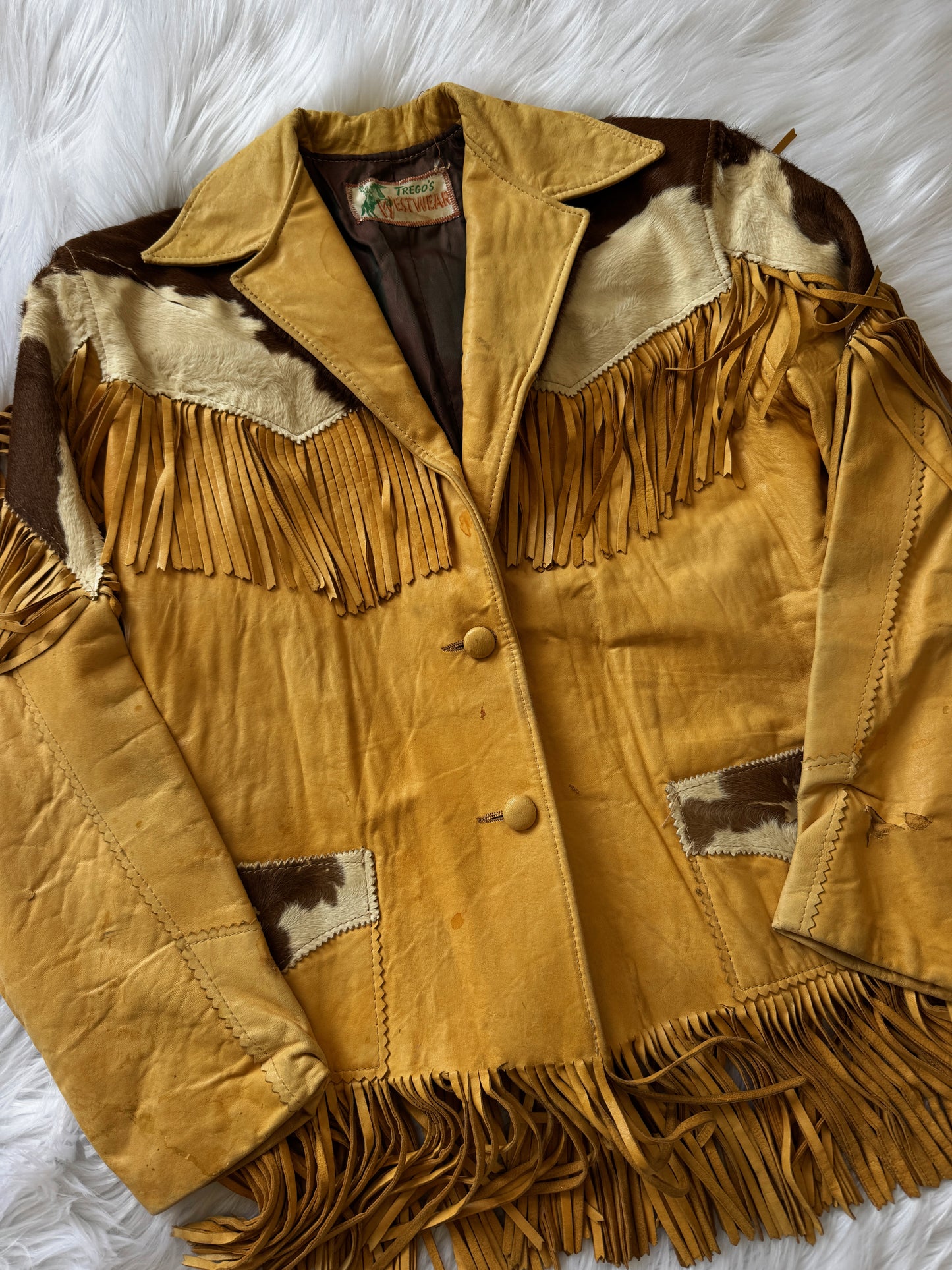 Vintage Cowhide Leather Fringe Jacket