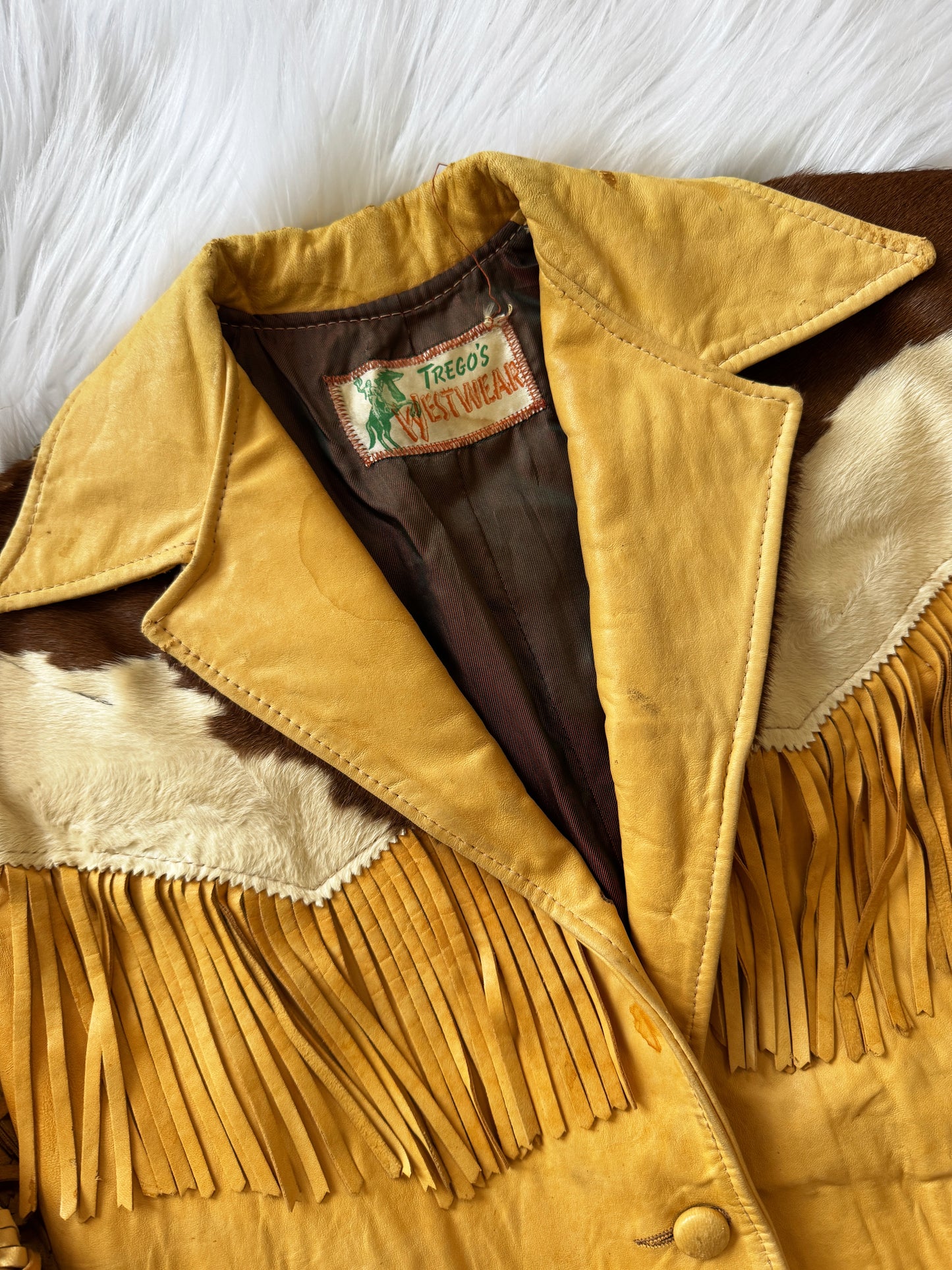 Vintage Cowhide Leather Fringe Jacket