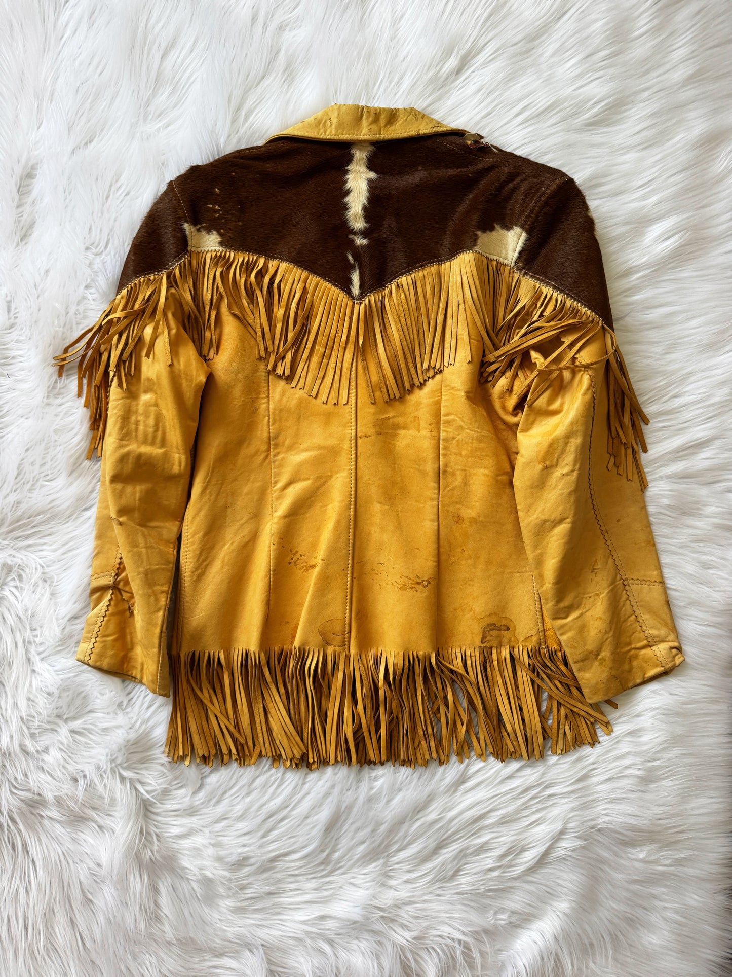 Vintage Cowhide Leather Fringe Jacket