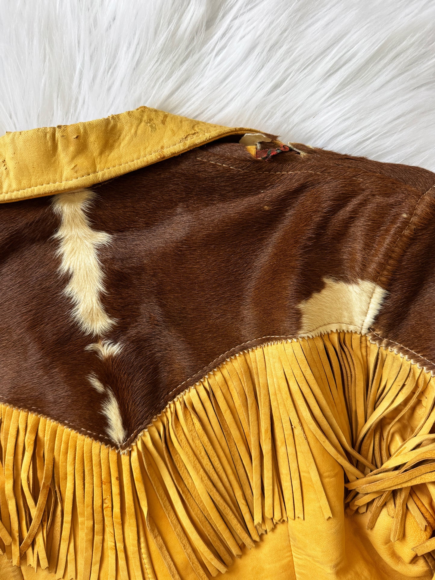 Vintage Cowhide Leather Fringe Jacket