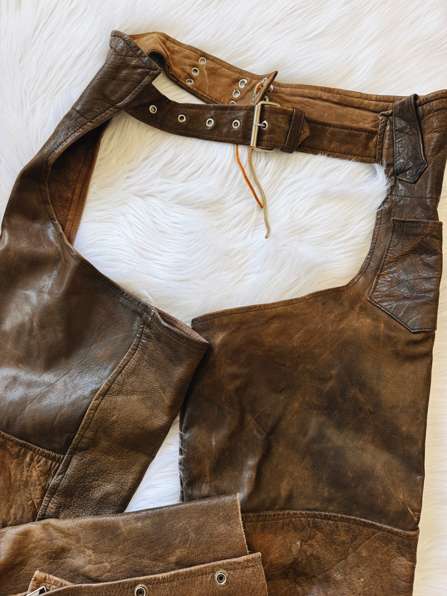 Vintage Route 66 Brown Leather Chaps