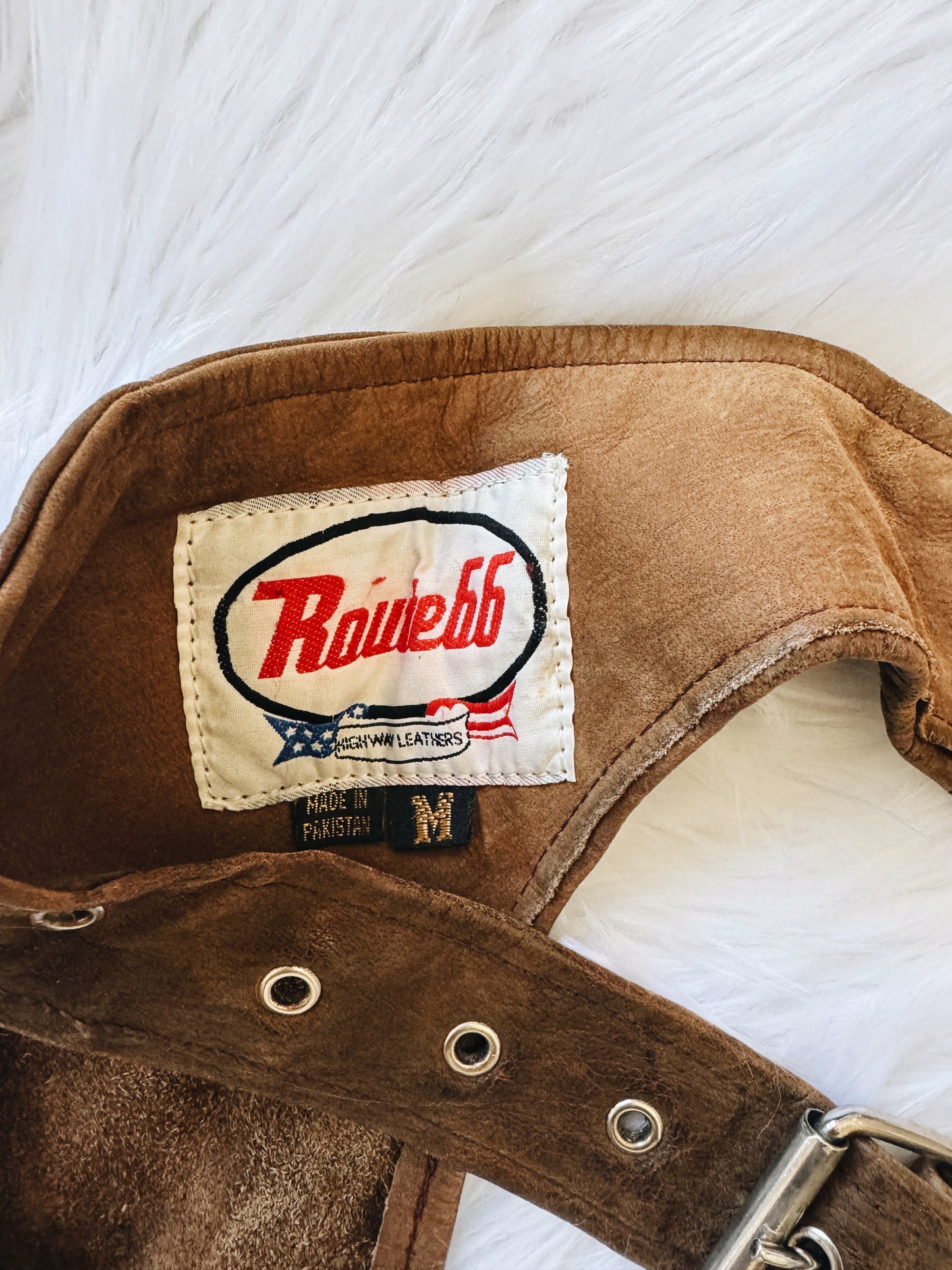 Vintage Route 66 Brown Leather Chaps