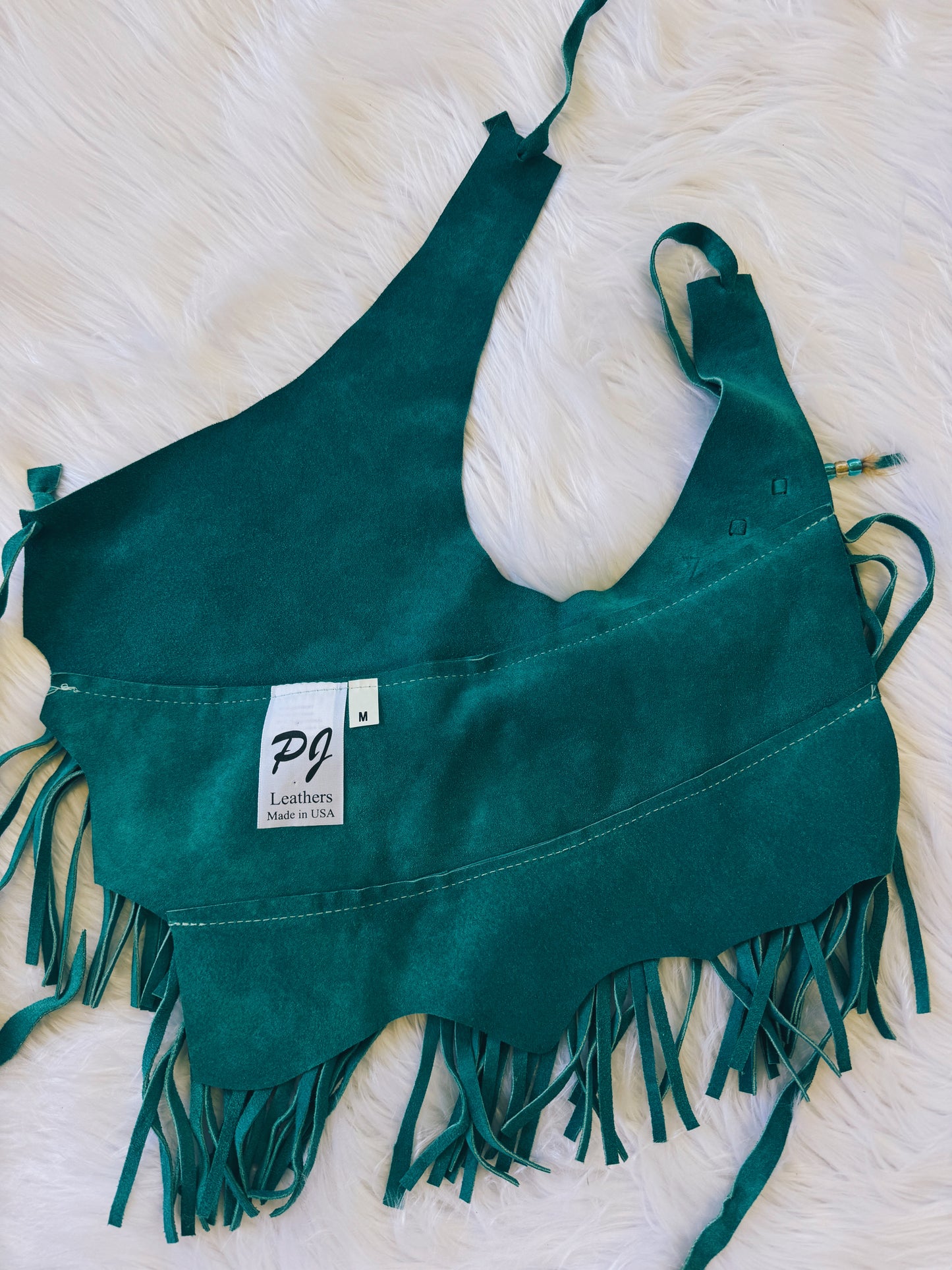 Vintage Turquoise Fringe Leather Top