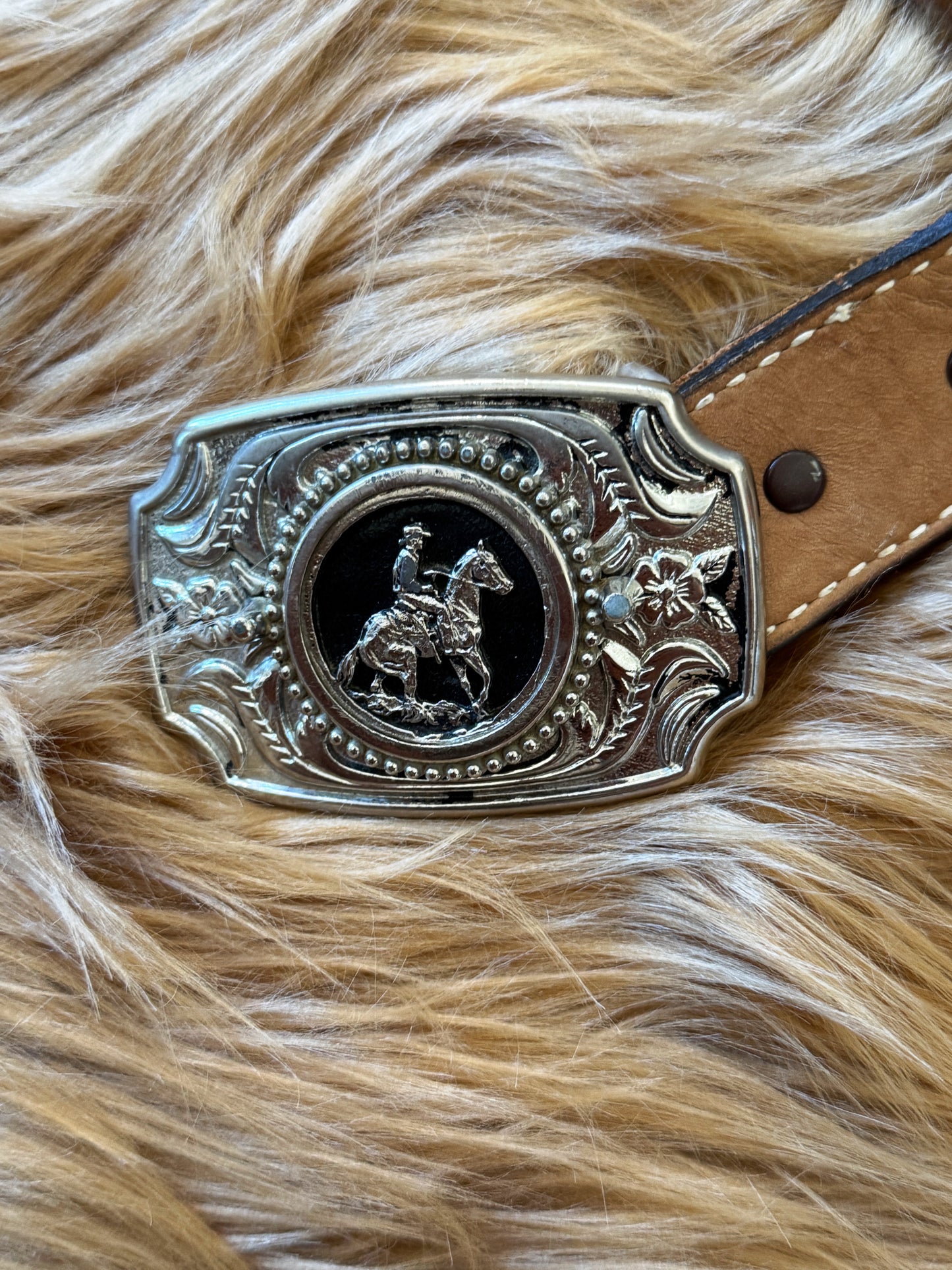 Vintage Tony Lama Belt W/ Cowboy Buckle