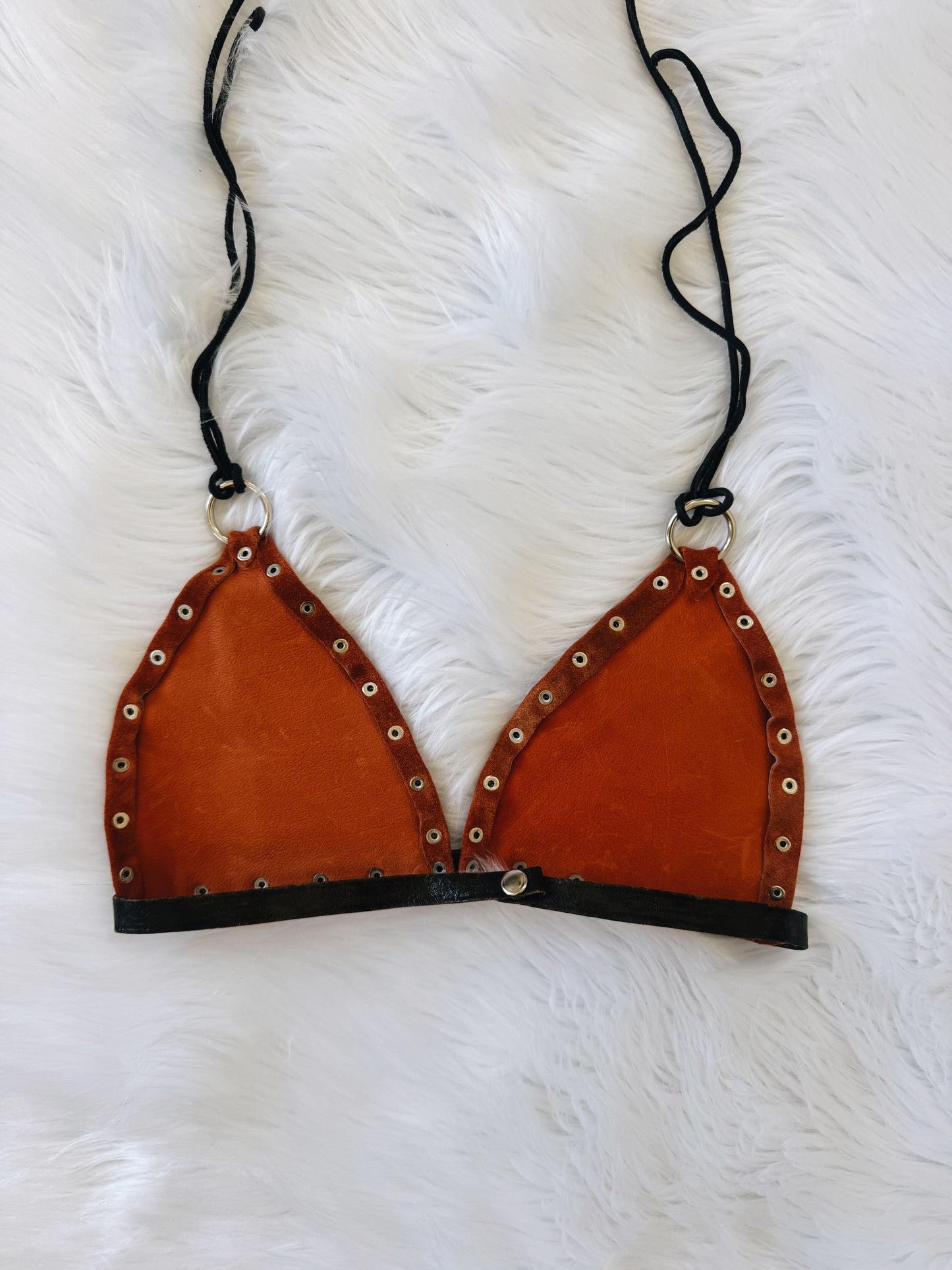 Vintage Studded Leather Halter Top