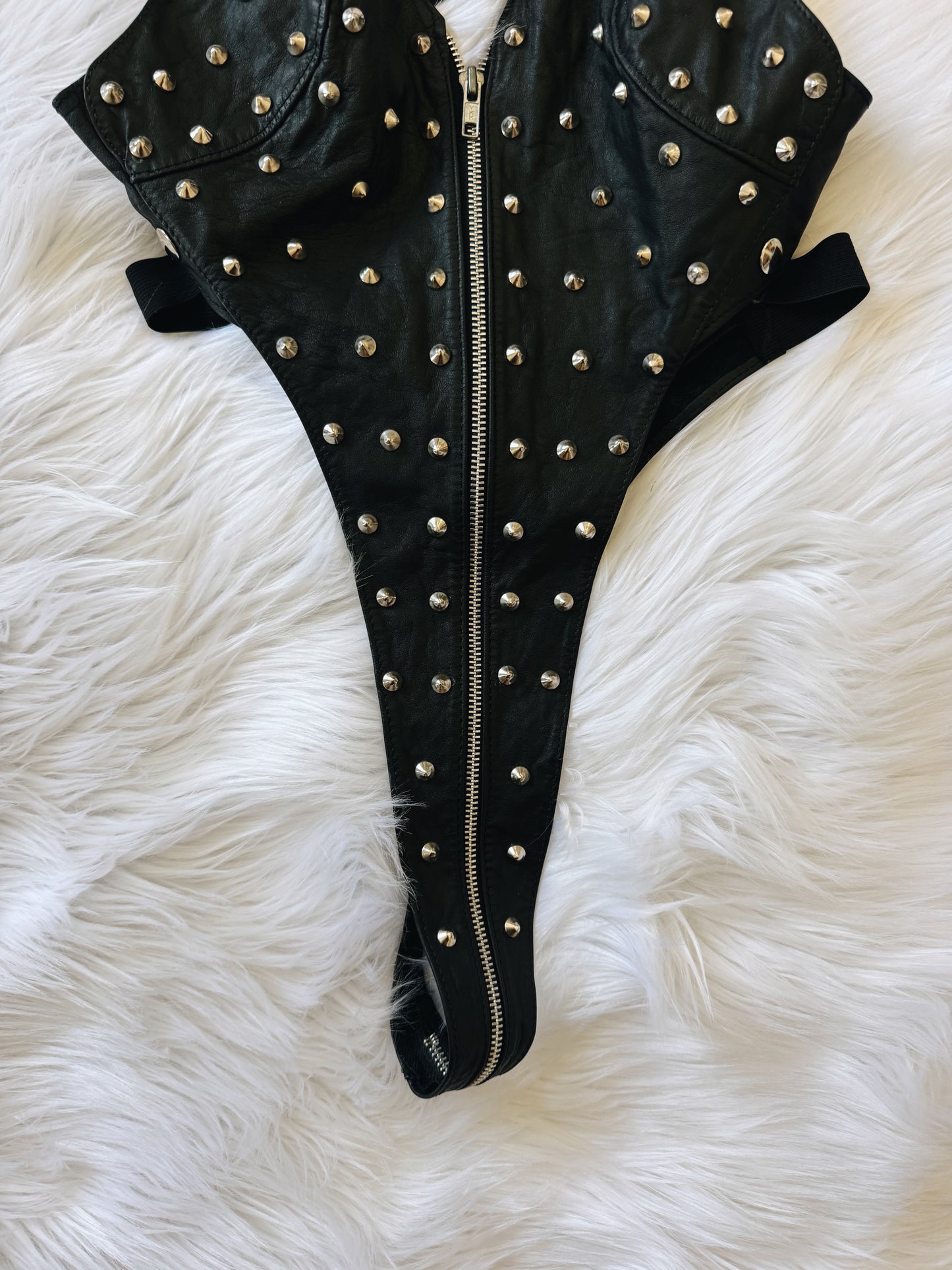 Vintage 80s Studded Leather Bodysuit
