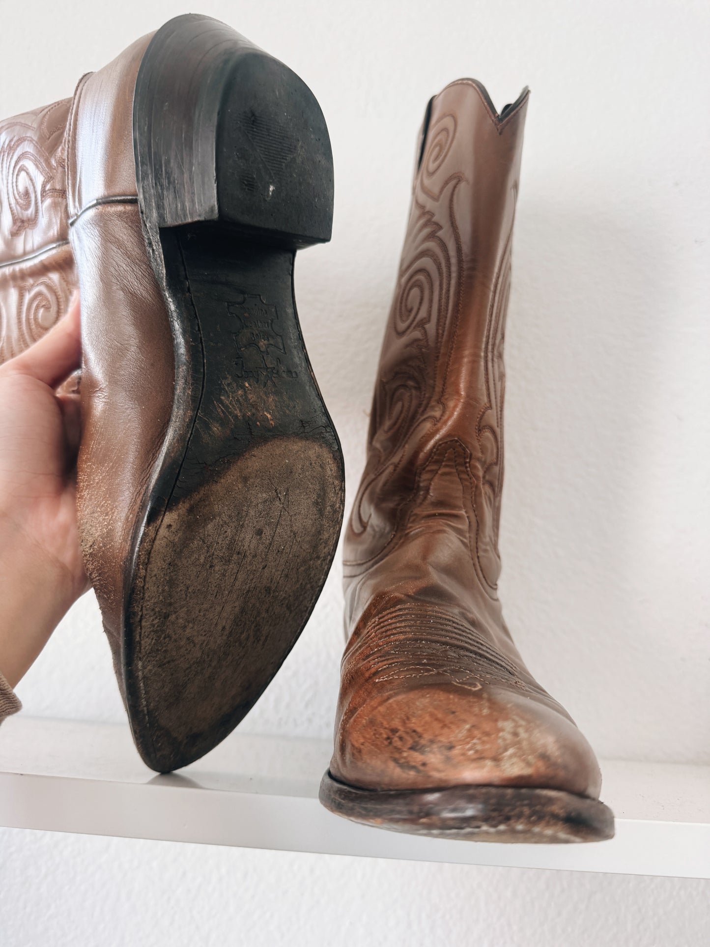 Vintage Brown Tony Lama Cowboy Boots