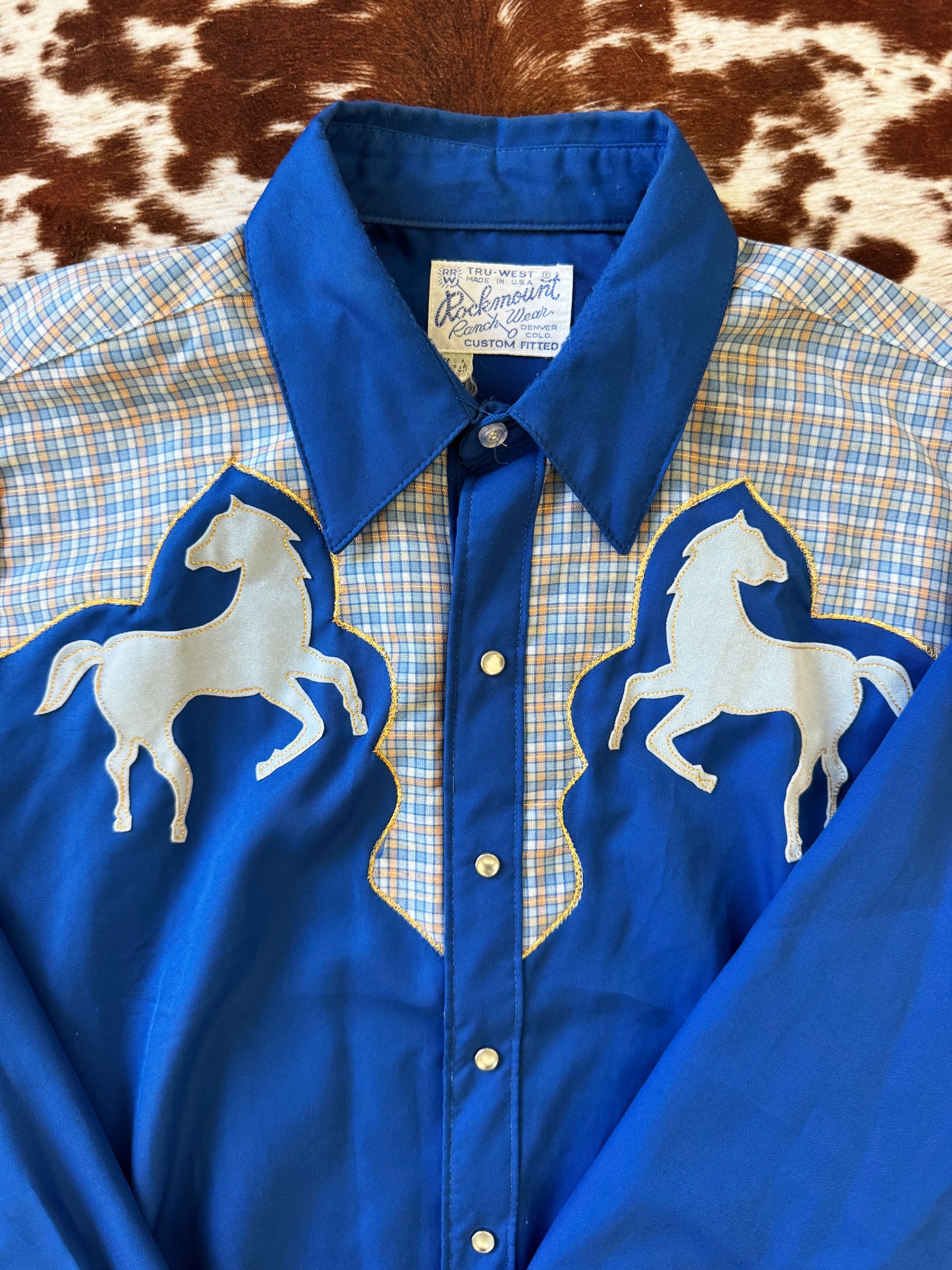 Vintage Rockmount Horses Pearl Snap