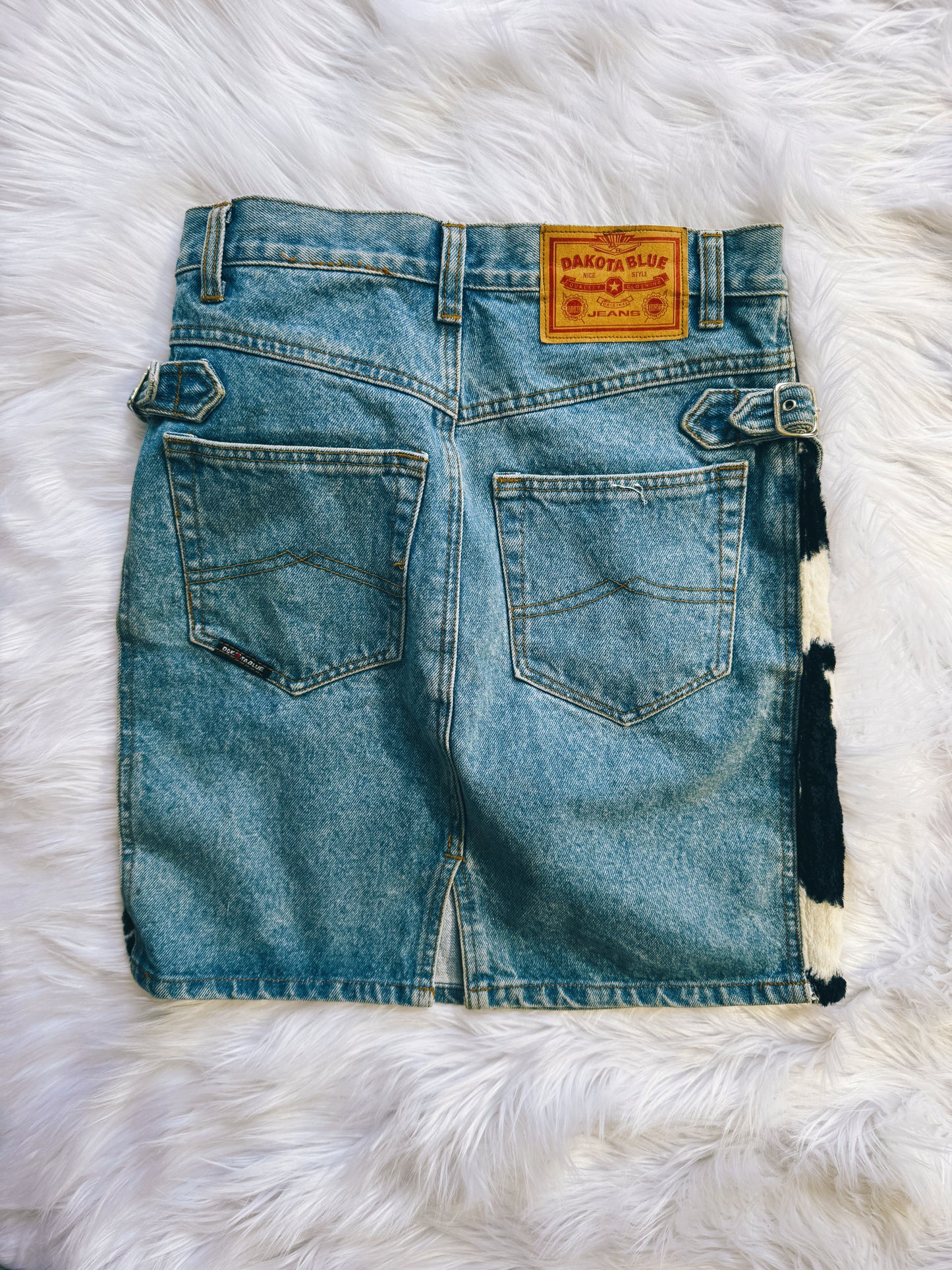 Vintage Denim Cow Print Skirt
