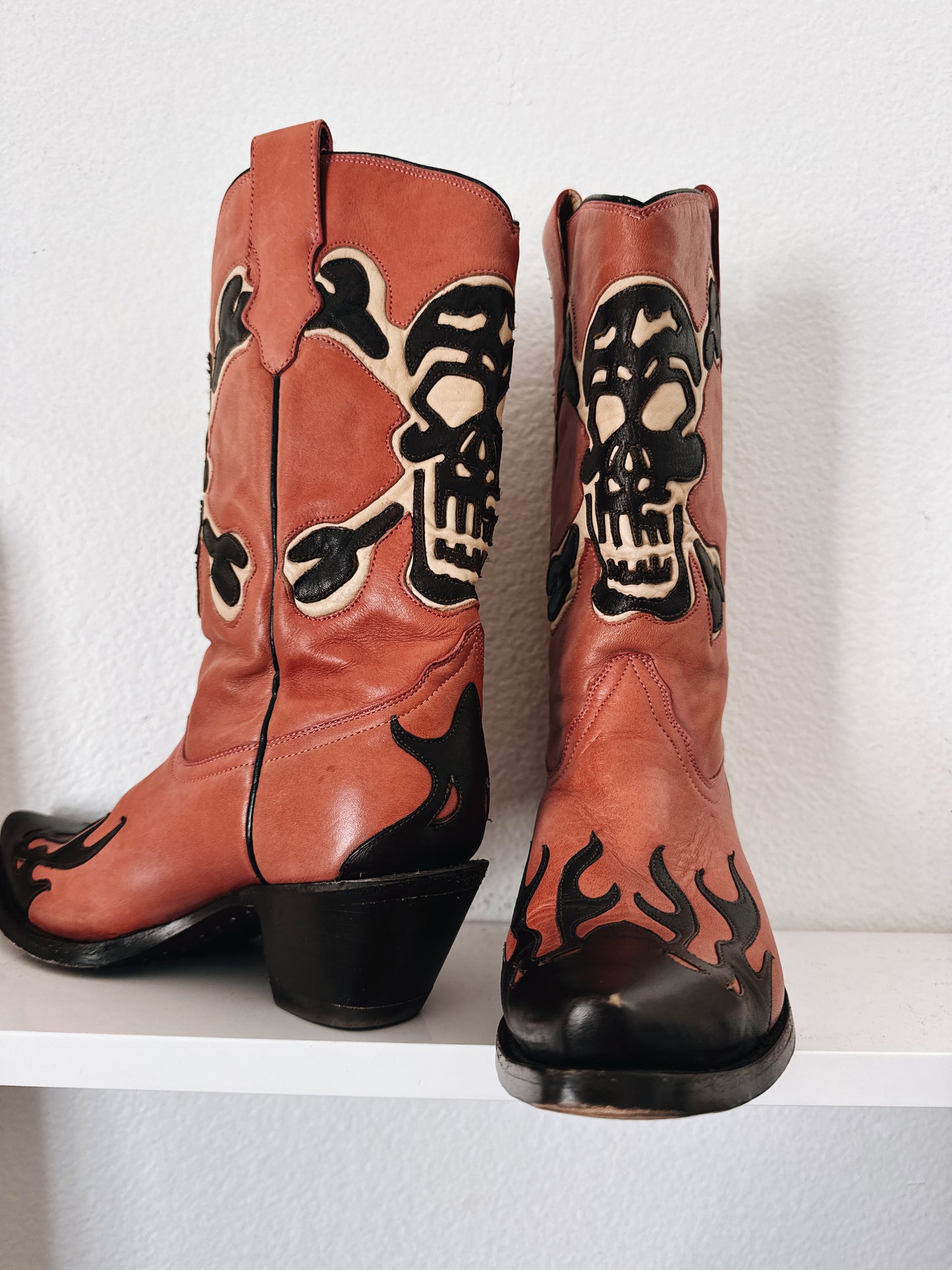 Vintage Skull & Crossbones Cowboy Boots