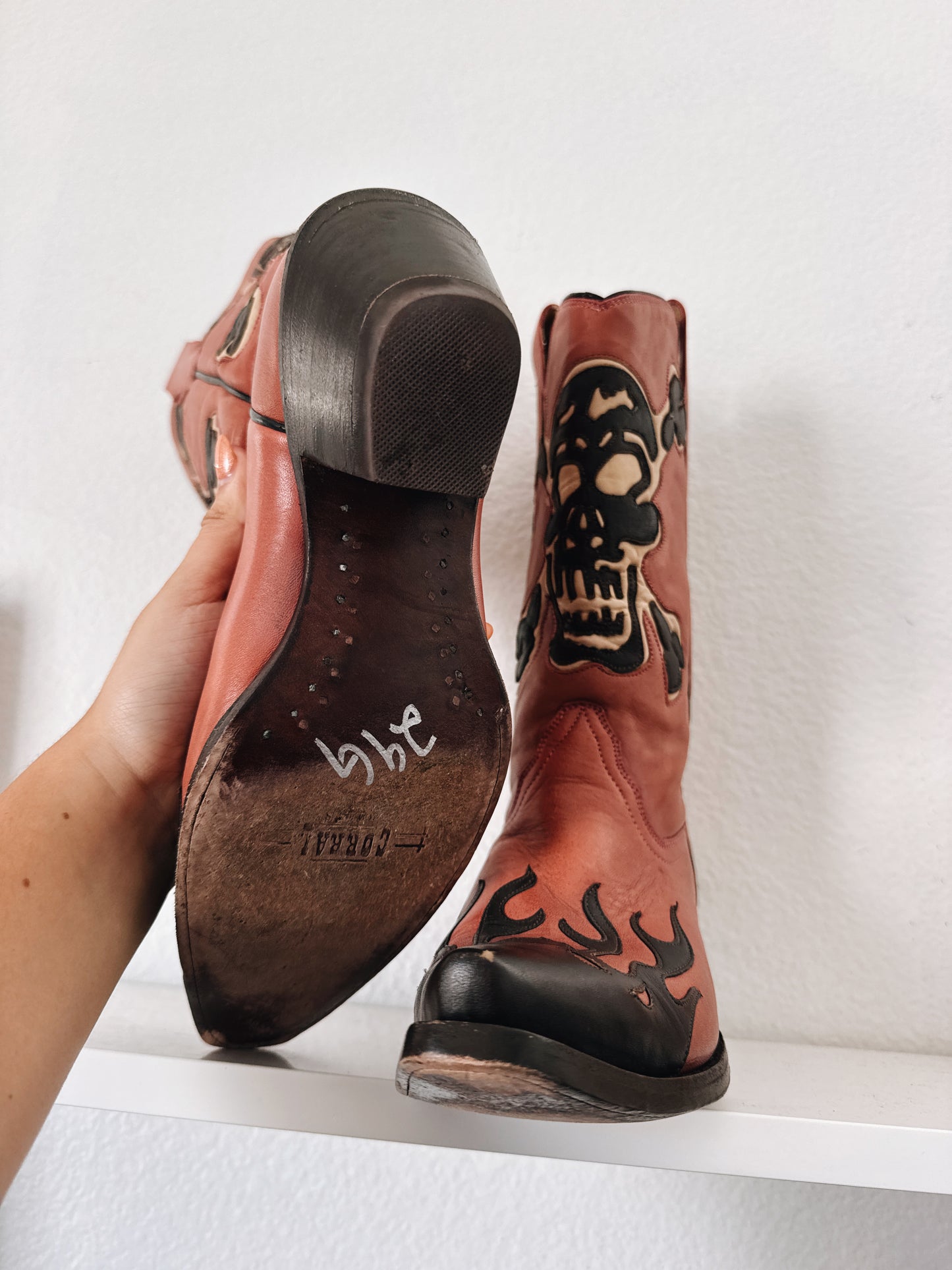 Vintage Skull & Crossbones Cowboy Boots