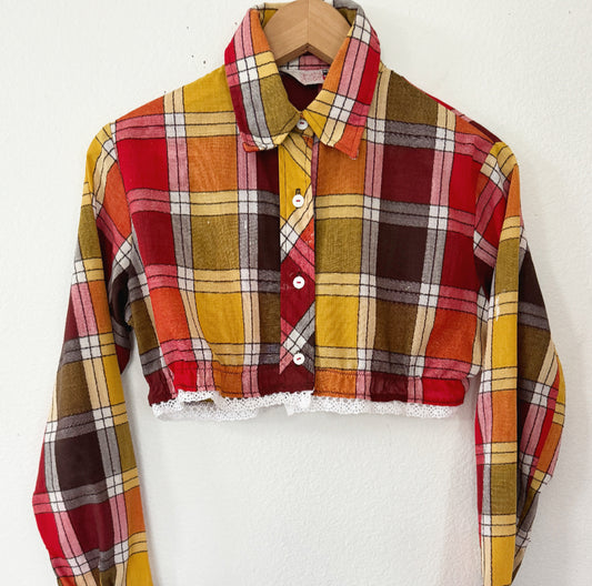 Vintage Plaid 70s Crop Top