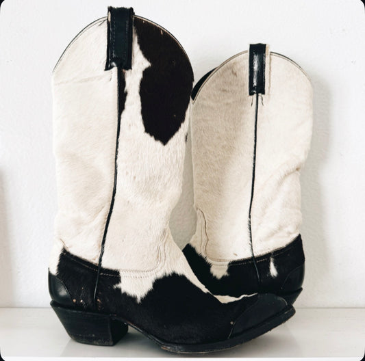 Vintage Cowhide Cowboy Boots