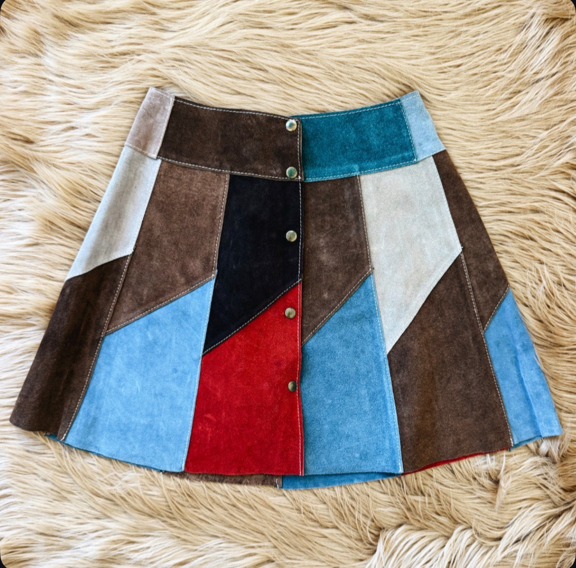 Vintage Suede Patchwork Skirt