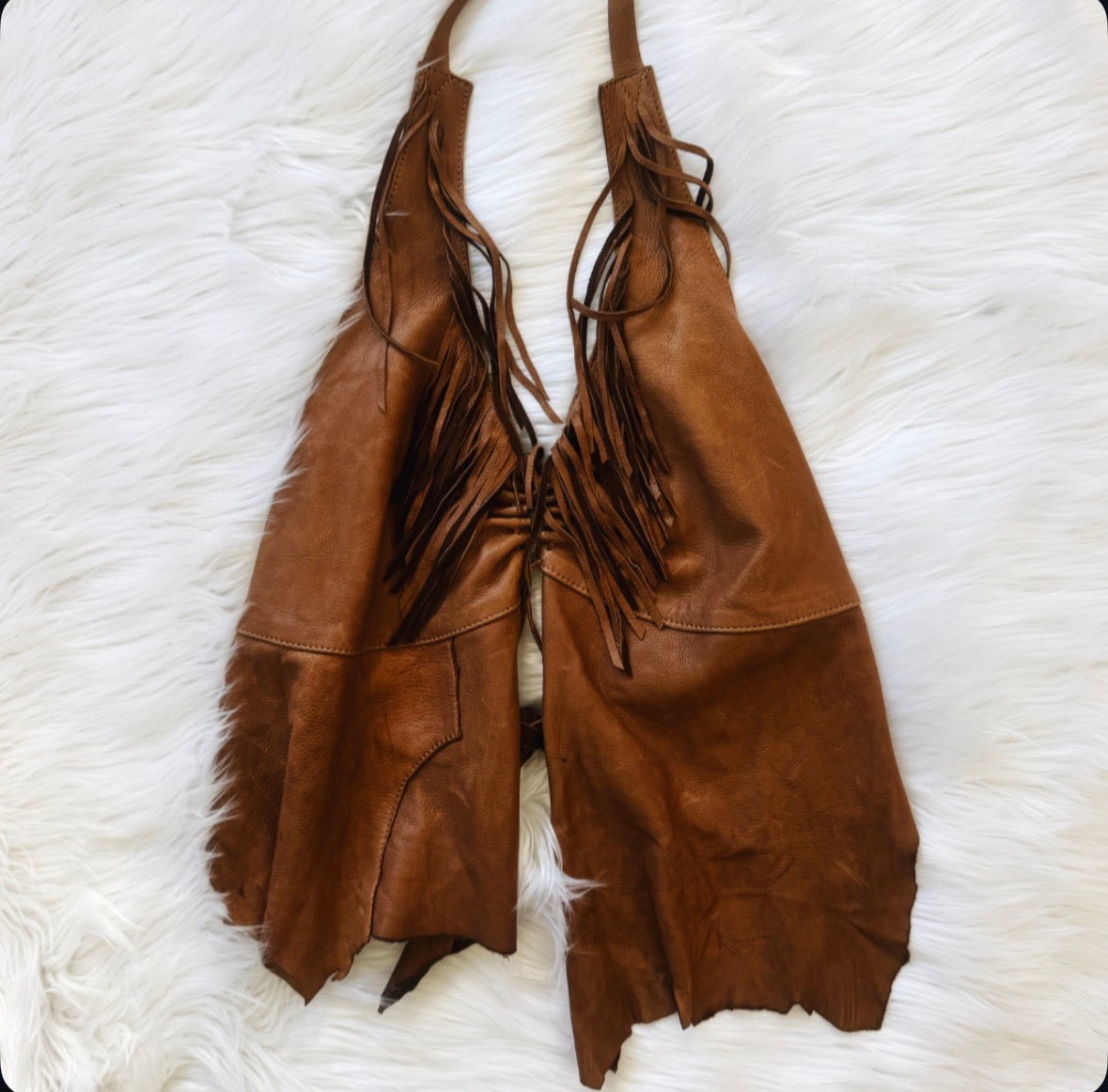 Vintage Brown Leather Halter Top