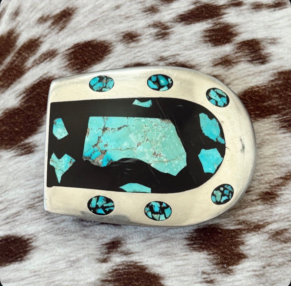 Vintage Turquoise Horseshoe Belt Buckle