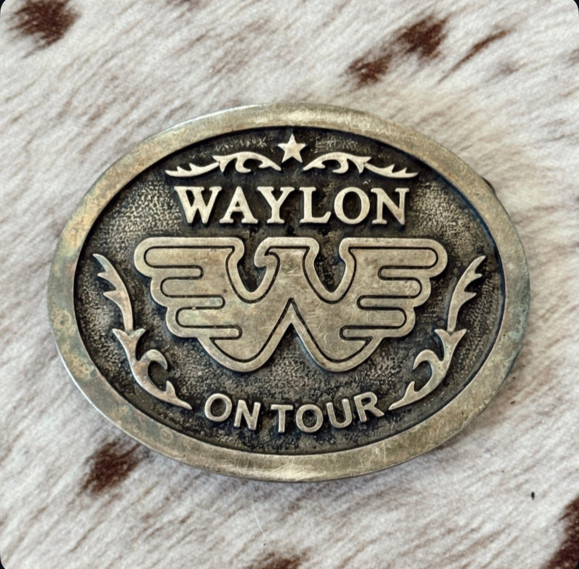 Vintage Waylon On Tour Belt Buckle