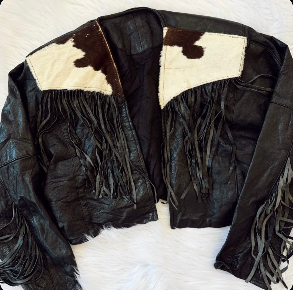 Vintage Cowhide Fringe Leather Jacket