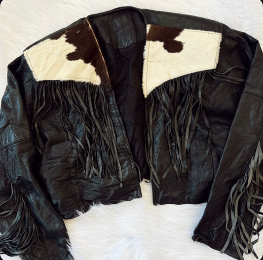 Vintage Cowhide Fringe Leather Jacket