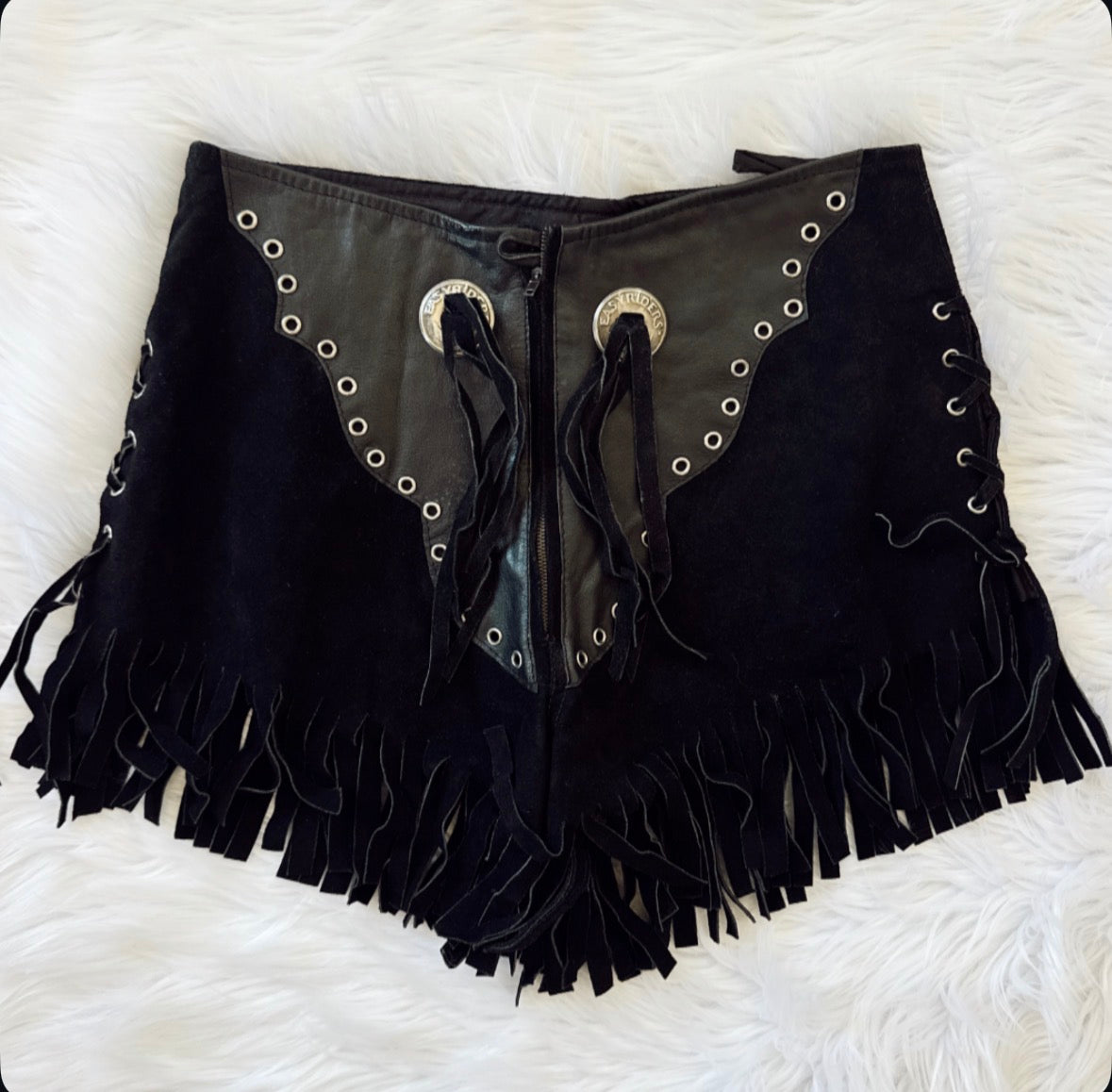 Vintage Easyriders Fringe Leather Shorts