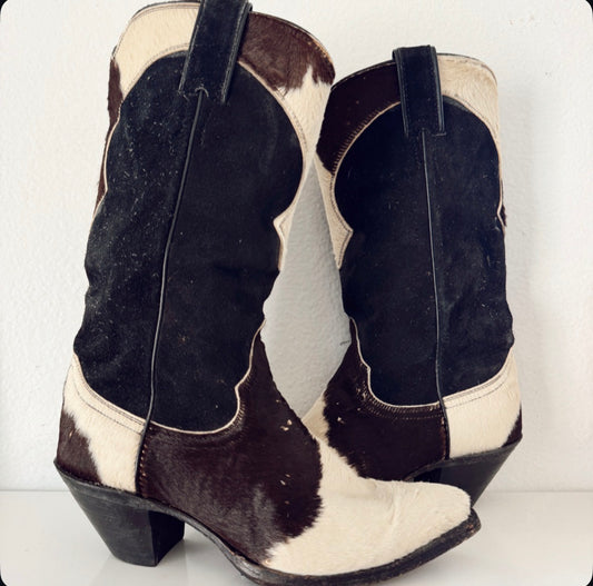 Vintage Cowhide Cowboy Boots