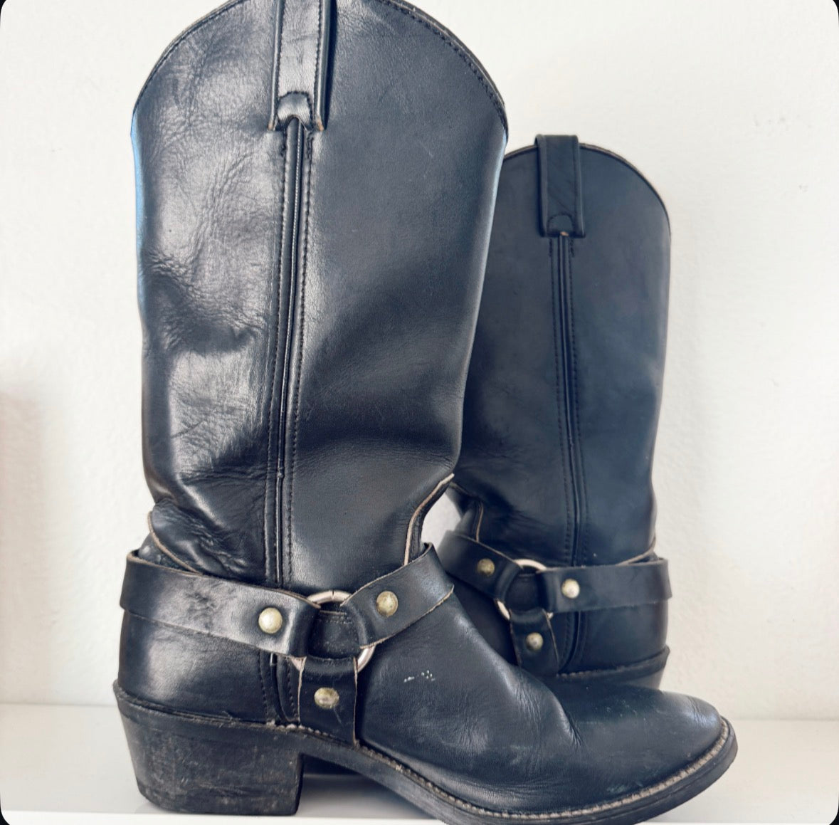 Vintage Biker Cowboy Boots