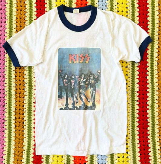 Vintage KISS Iron On Ringer Tee