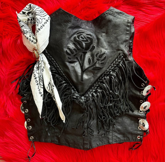 Vintage Leather Fringe Vest