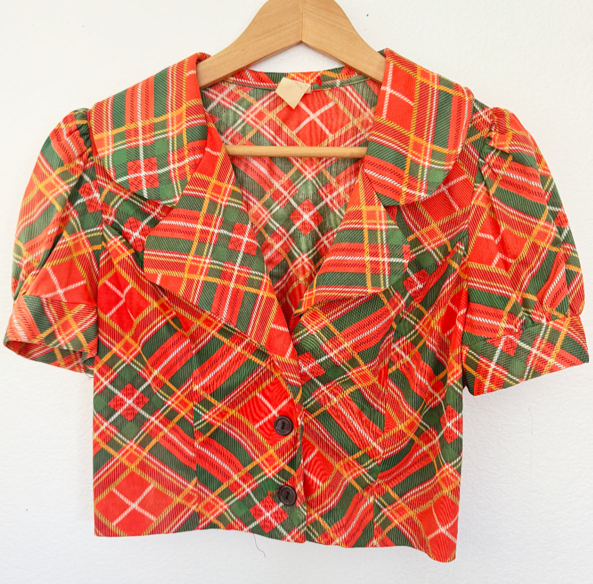 Vintage 70s Plaid Crop Top