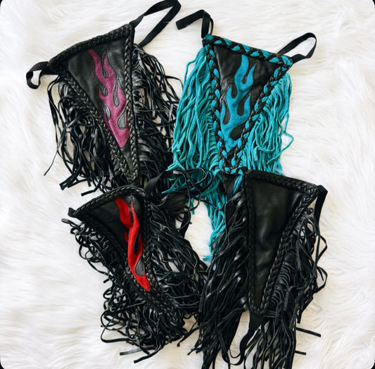 Vintage Leather Fringe Flame Bottoms