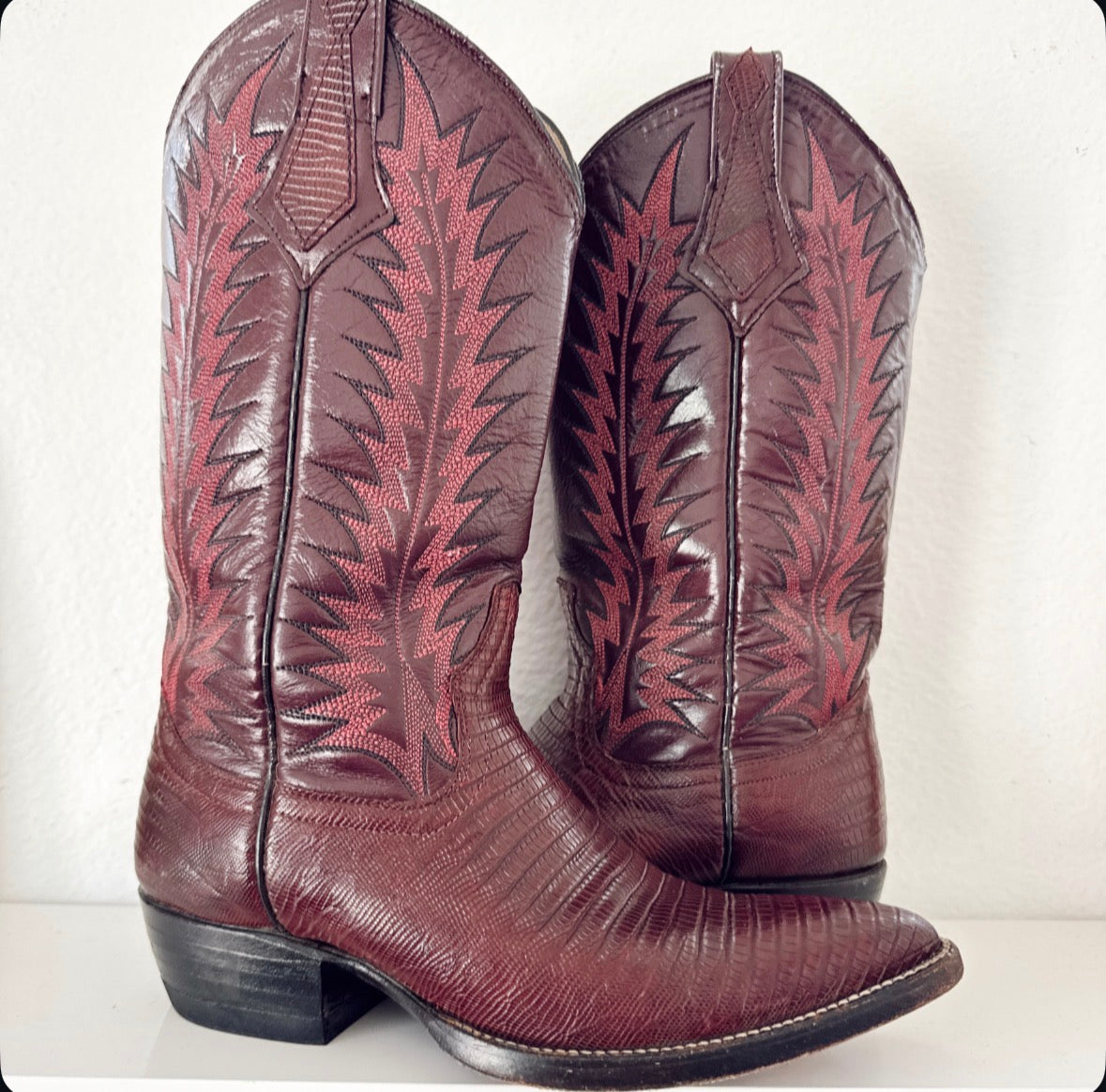 Vintage Maroon Cowboy Boots