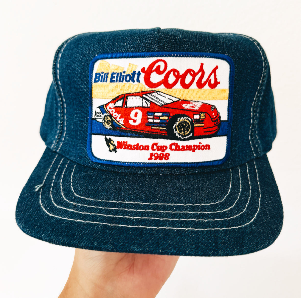 Vintage Coors Bill Elliot Denim Patch Hat