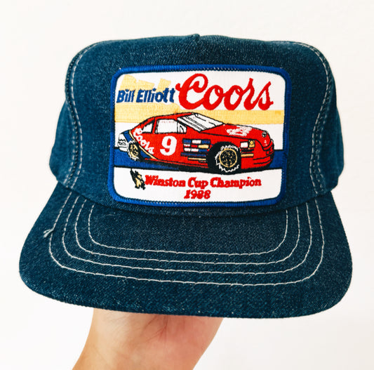 Vintage Coors Bill Elliot Denim Patch Hat