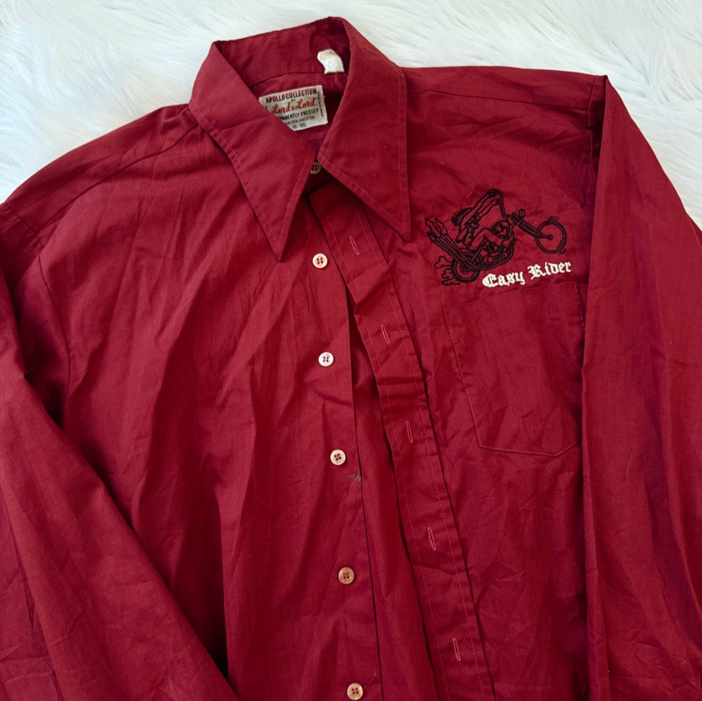 Vintage Easy Rider Burgundy Button Up