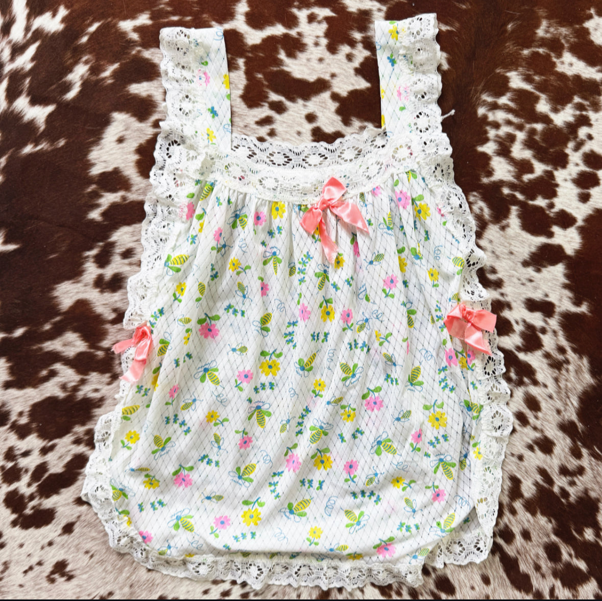 Vintage 70s Floral Lace Tank
