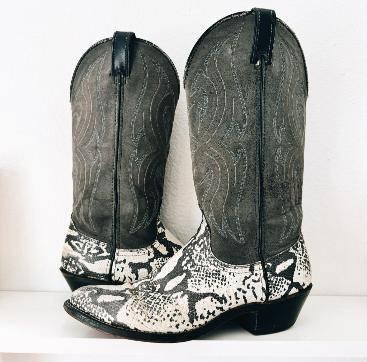 Vintage Gray Snakeskin Cowboy Boots