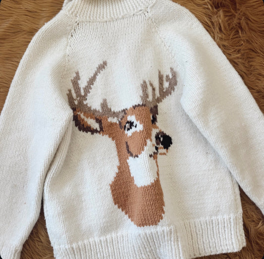 Vintage Deer Cowichan Sweater