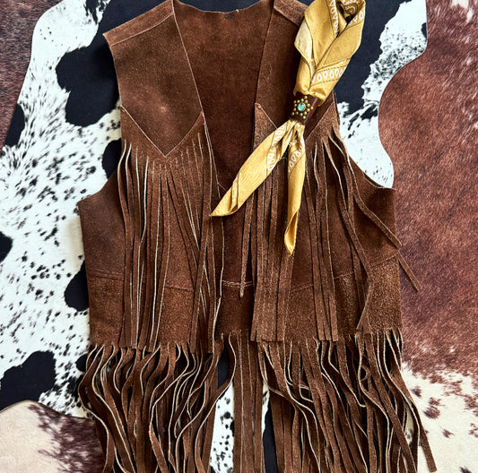 Vintage Brown Fringe Vest